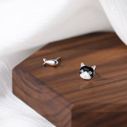 Cat and Fish Stud Earrings