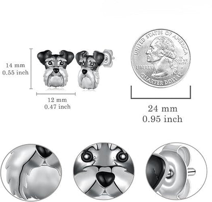 Schnauzer Dog Stud Earrings