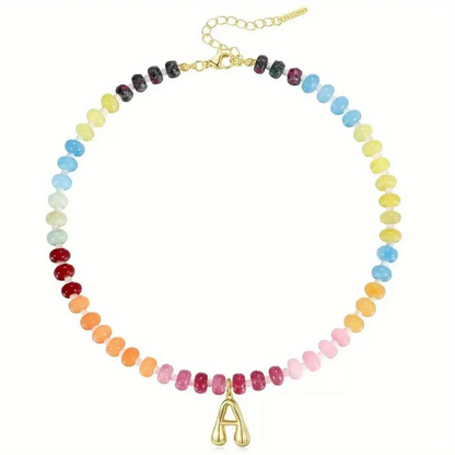 Colorful Beaded Initial Necklace
