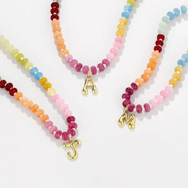 Colorful Beaded Initial Necklace