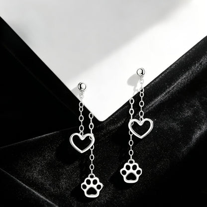 Heart Paw Drop Earrings