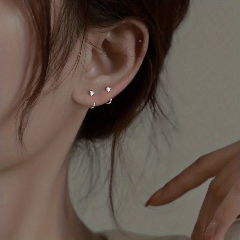 Zirconia C-Hoop Earrings