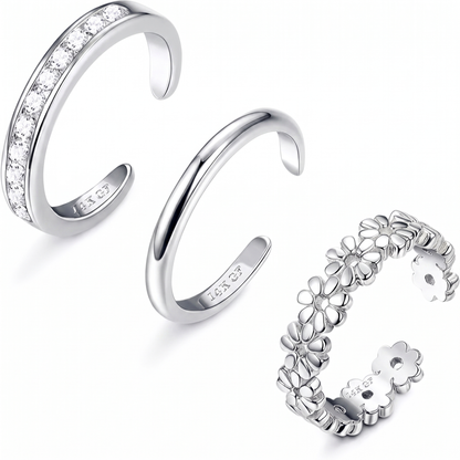 3pc Summer Toe Ring Set