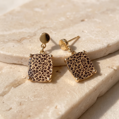 Leopard Square Earrings