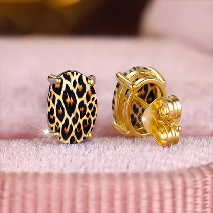 Leopard Print Stud Earrings