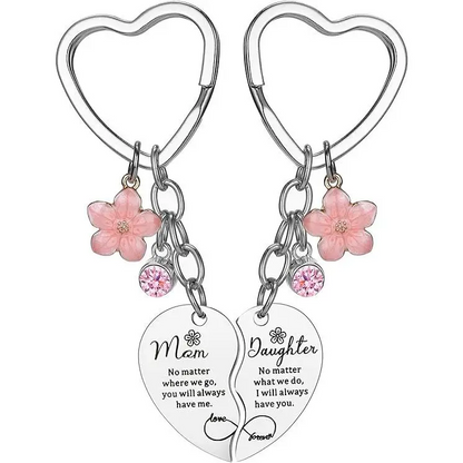 2pc Mother Daugher Heart Keychain