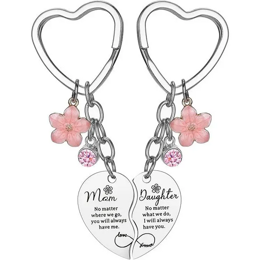 2pc Mother Daugher Heart Keychain
