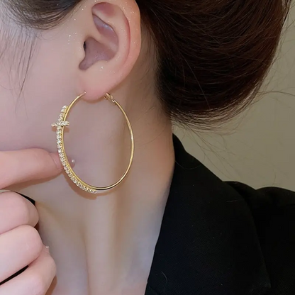 Dainty Cross Hoop Earrings