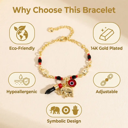 14k Elephant Evil Eye Bracelet Set