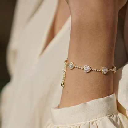 Gold Heart Tennis Bracelet