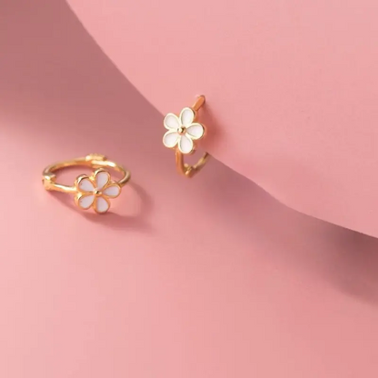 Daisy Flower Hoop Earrings
