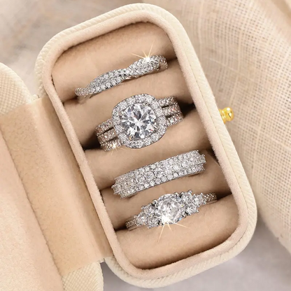 4pc Rhinestone Ring Set