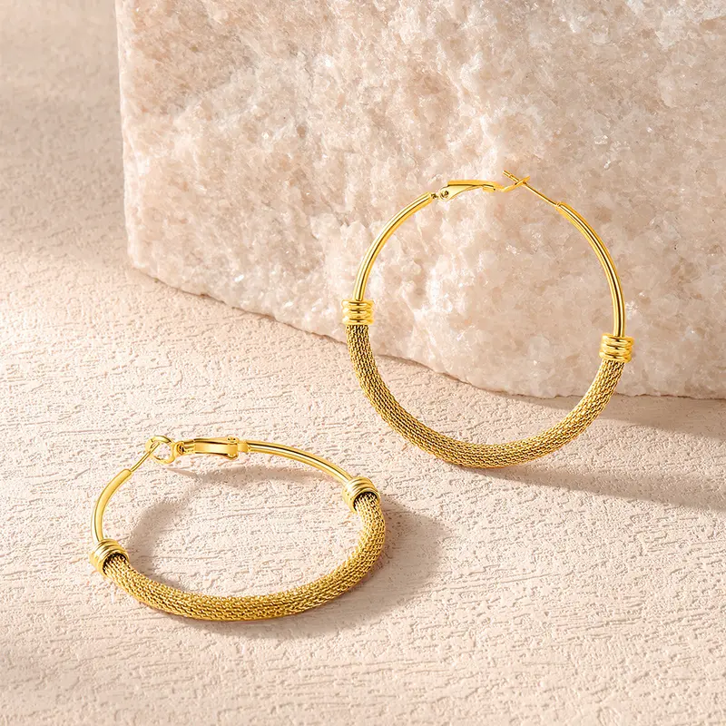 Chunky Textured Hoop Earrings