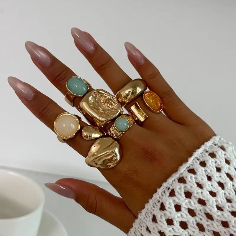 7pc Geometric Ring Set