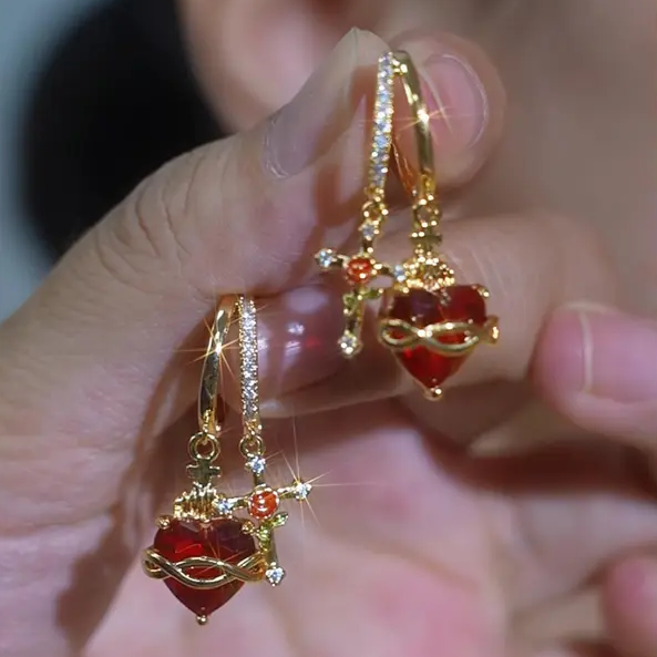 Heart Cross Earrings