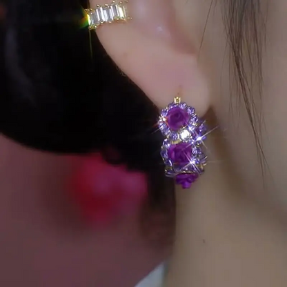 Purple Rose Earrings
