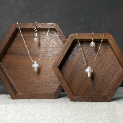 Baroque Cross Pearl Necklace