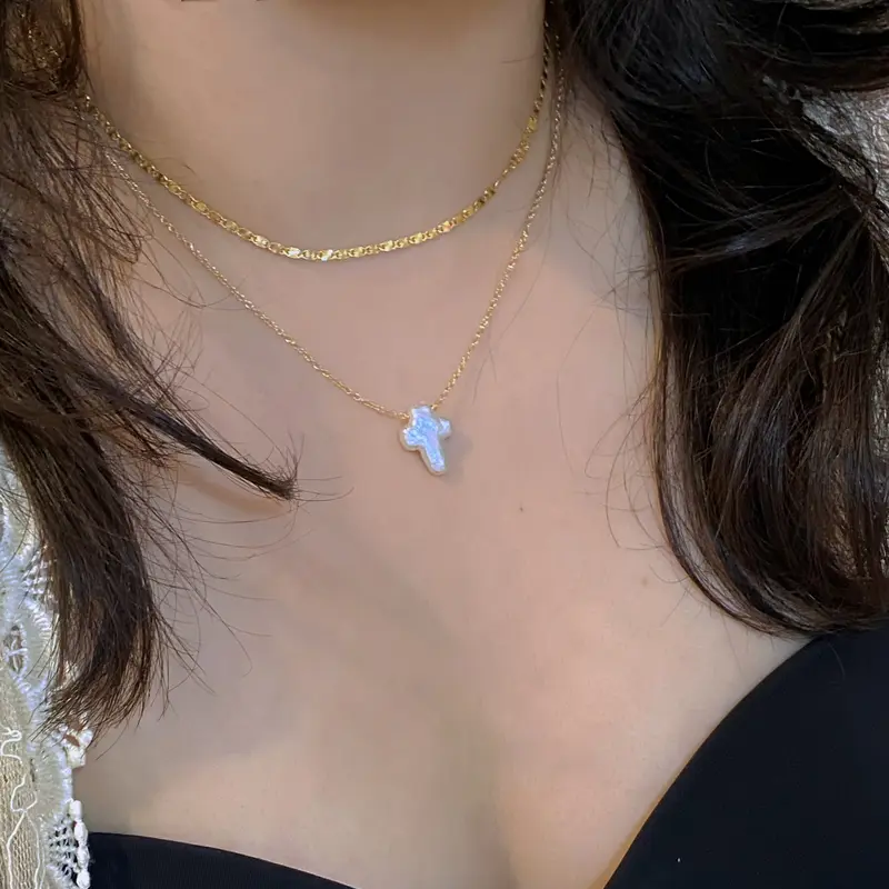 Baroque Cross Pearl Necklace