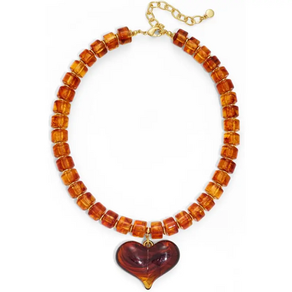 Chunky Bead Heart Necklace
