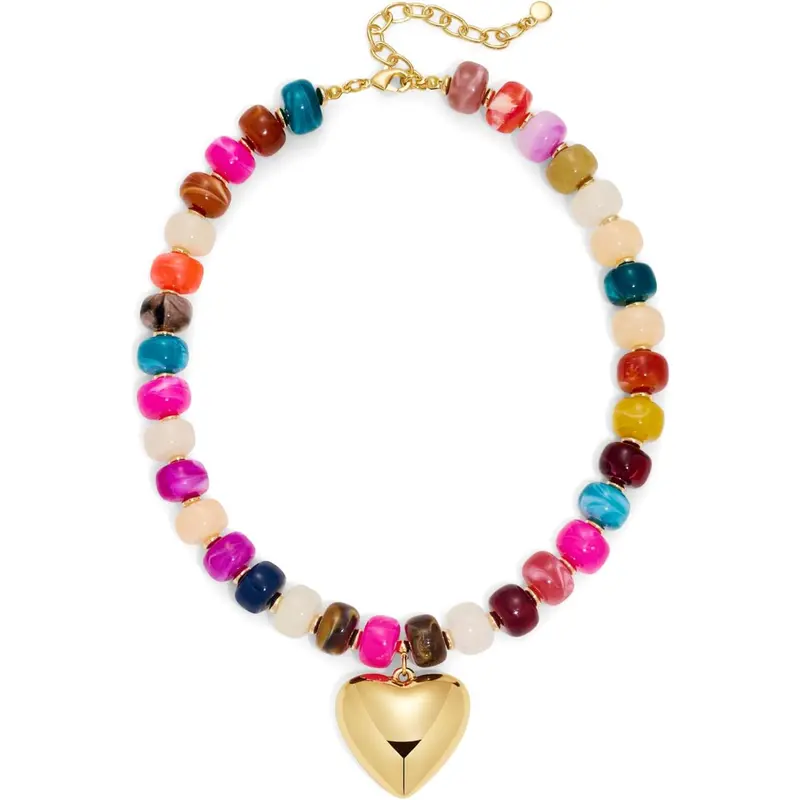 Chunky Bead Heart Necklace
