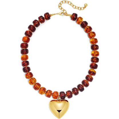 Chunky Bead Heart Necklace