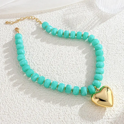Chunky Bead Heart Necklace