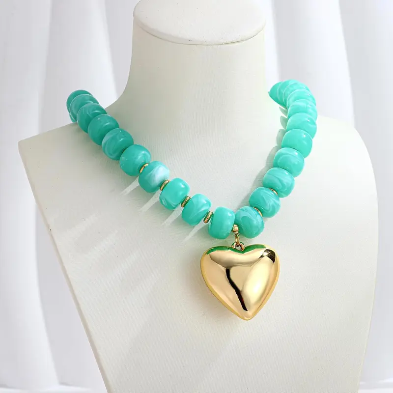 Chunky Bead Heart Necklace