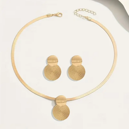Circle Disc Necklace & Earrings Set