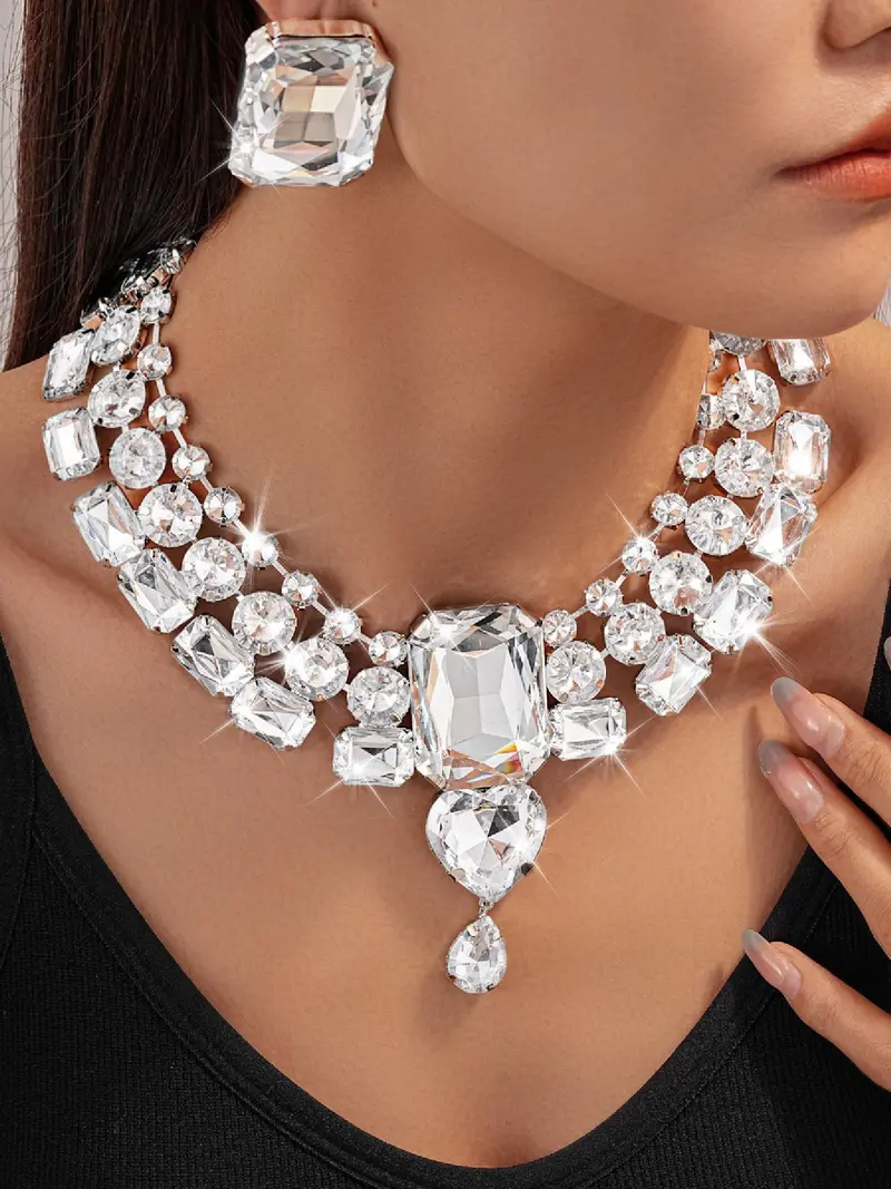Geometric Colorful Necklace & Earrings Set