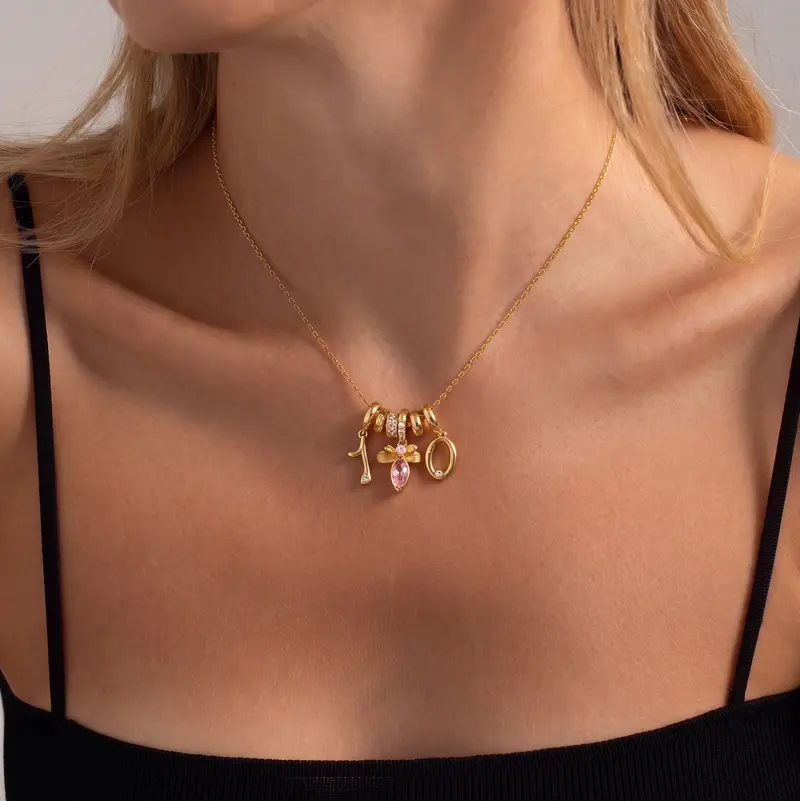 Numeric Birthstone Charm Necklace