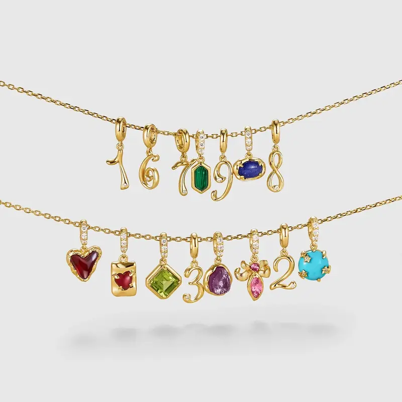 Numeric Birthstone Charm Necklace