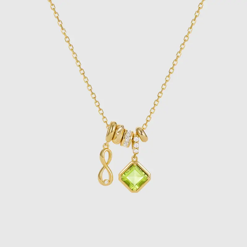 Numeric Birthstone Charm Necklace