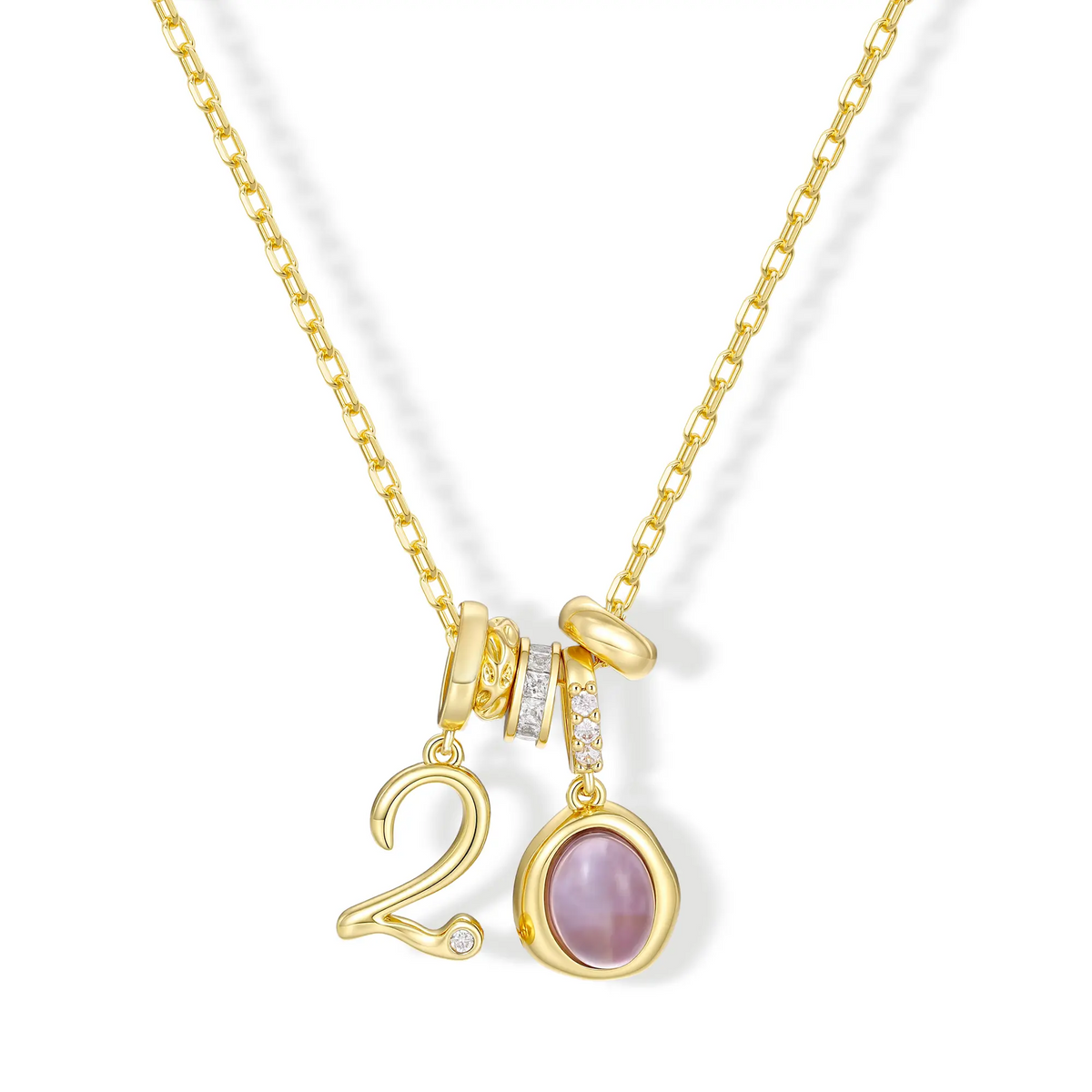 Numeric Birthstone Charm Necklace