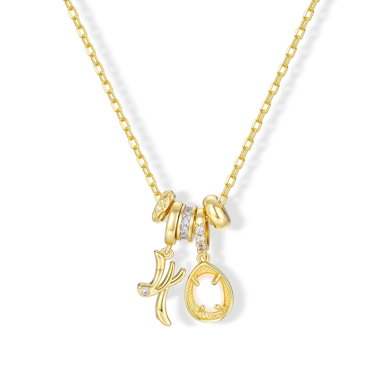 Numeric Birthstone Charm Necklace