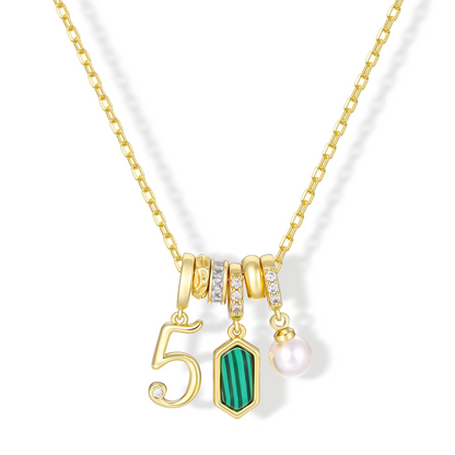 Numeric Birthstone Charm Necklace