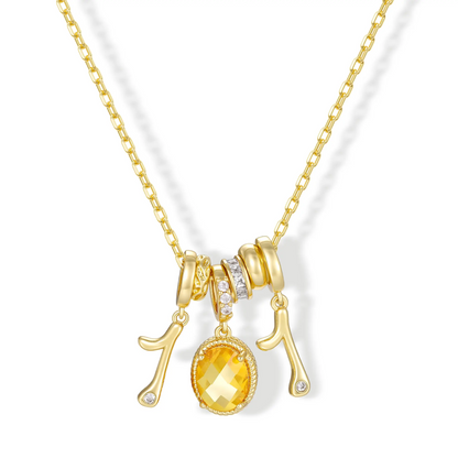 Numeric Birthstone Charm Necklace