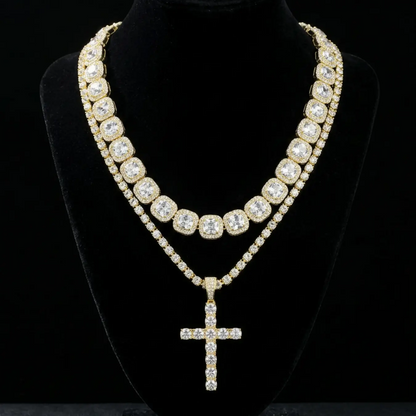 2pc Cross Diamond Necklace Set