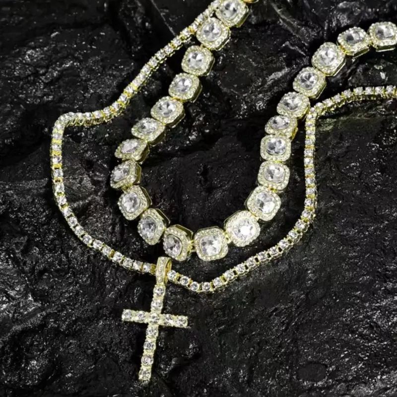 2pc Cross Diamond Necklace Set