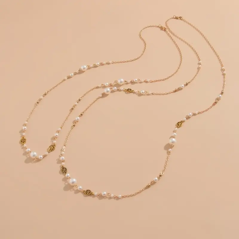 Long Layered Pearl Necklaces