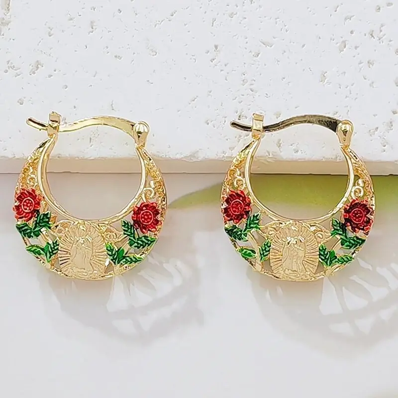 Floral Hoop Earrings