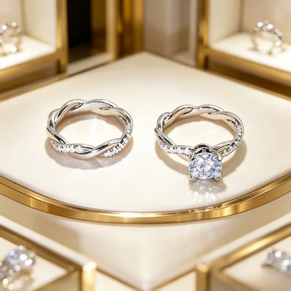 2pc Twisted Band Ring Set