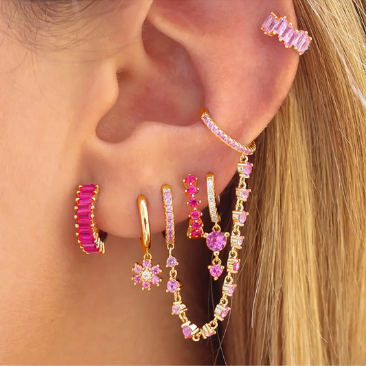 Pink Diamond Earring Set