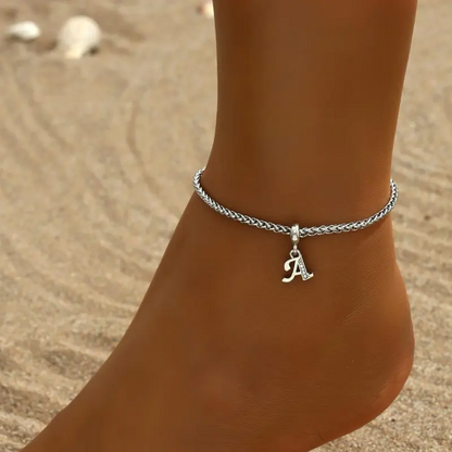 Initial Wheat Chain Anklet