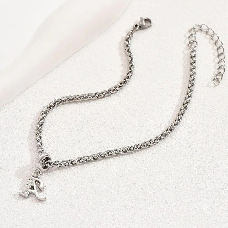 Initial Wheat Chain Anklet