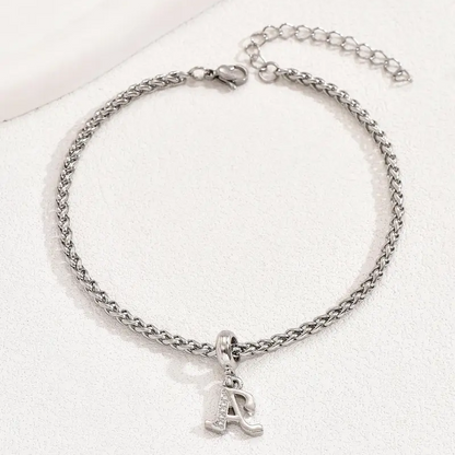 Initial Wheat Chain Anklet