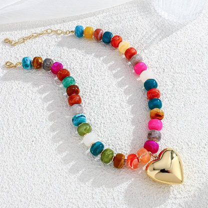 Chunky Bead Heart Necklace