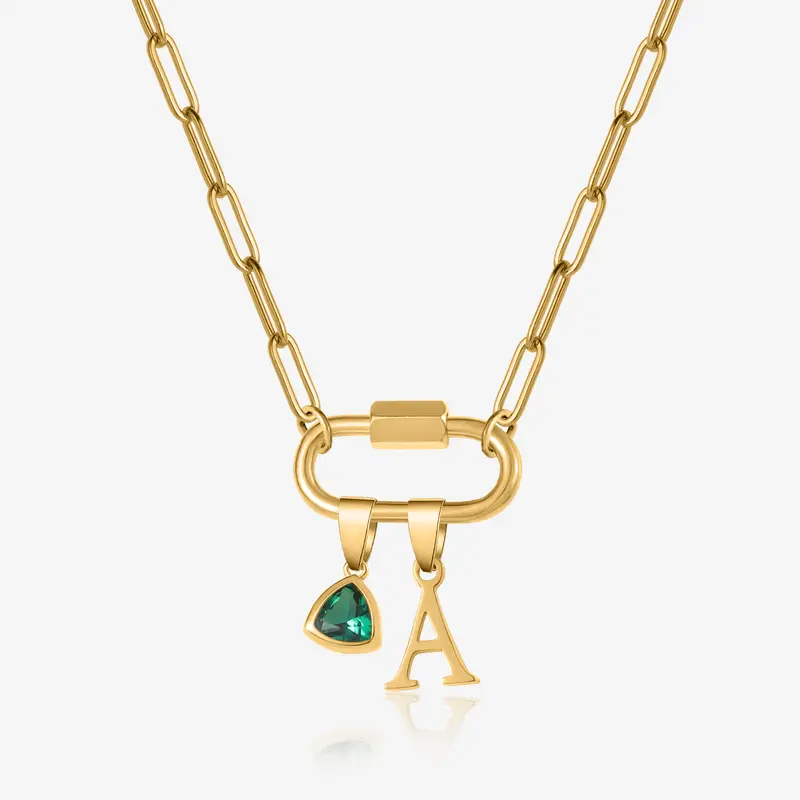 Personalized Carabiner Lock Initial Necklace
