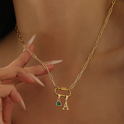 Personalized Carabiner Lock Initial Necklace