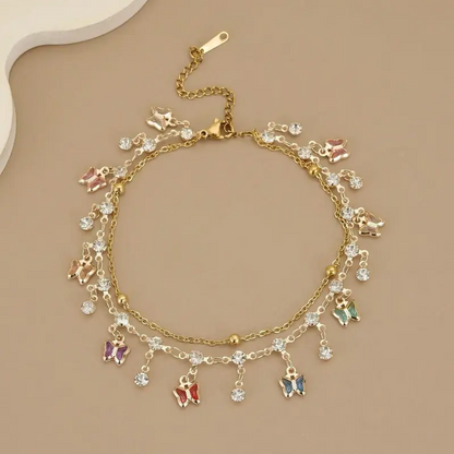 Boho Butterfly Layered Anklet