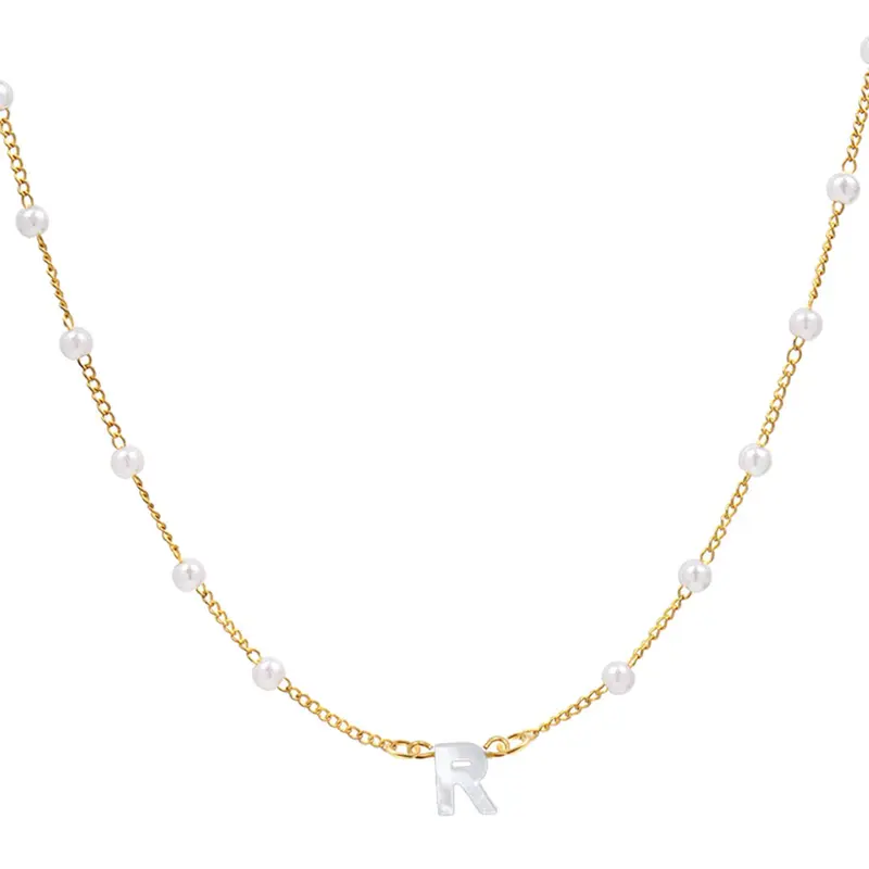 Elegant Pearl Letter Necklace
